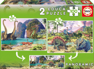 PUZZLE 2X100 DINO WORLD